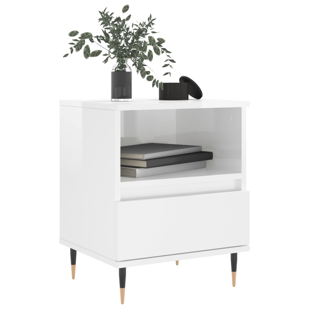 Nachtkastjes 2 St 40X35X50 Cm Bewerkt Hout Hoogglans Wit