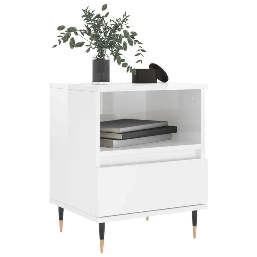 Nachtkastjes 2 St 40X35X50 Cm Bewerkt Hout Hoogglans Wit