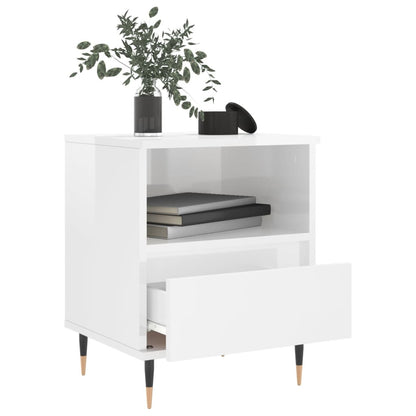 Nachtkastjes 2 St 40X35X50 Cm Bewerkt Hout Hoogglans Wit