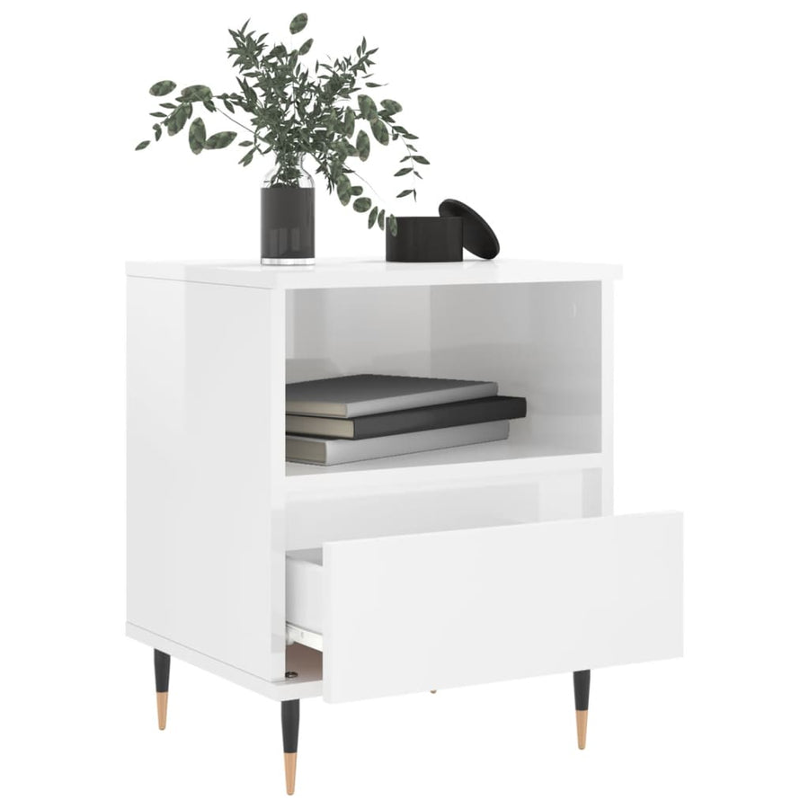 Nachtkastjes 2 St 40X35X50 Cm Bewerkt Hout Hoogglans Wit
