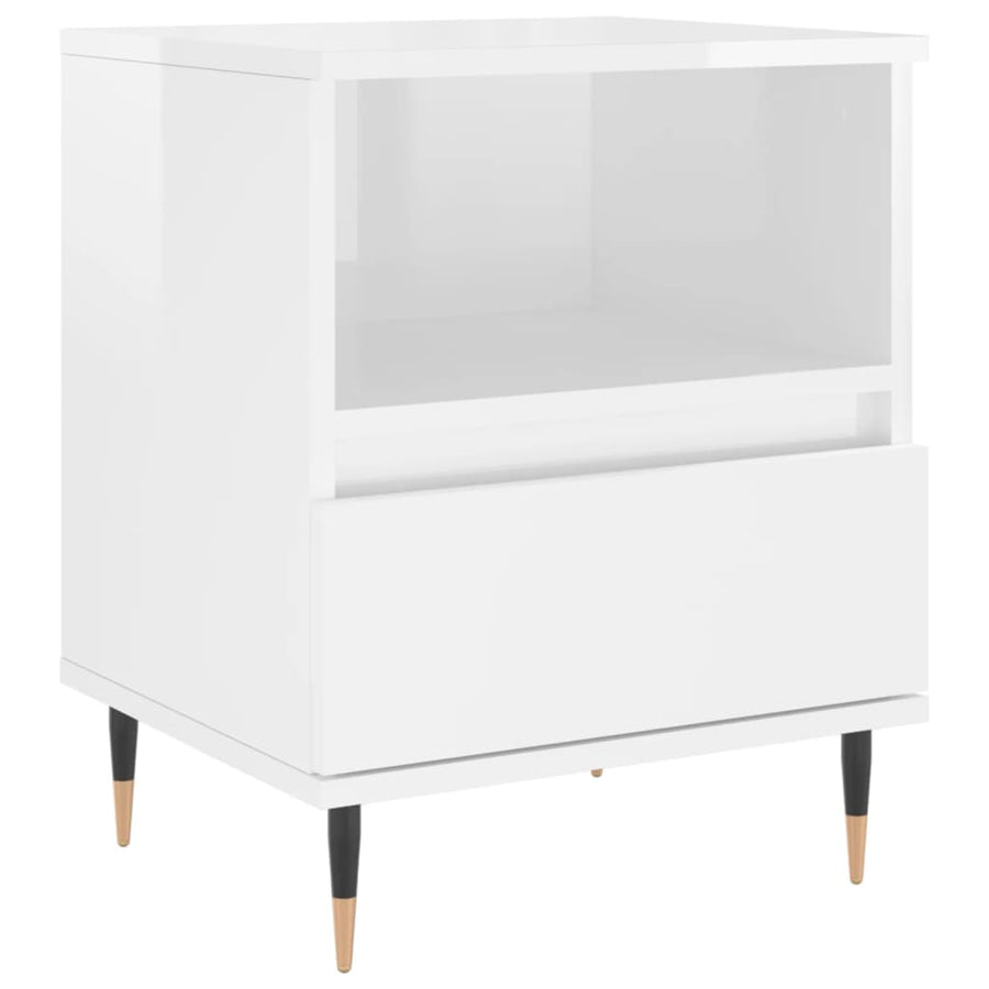 Nachtkastjes 2 St 40X35X50 Cm Bewerkt Hout Hoogglans Wit