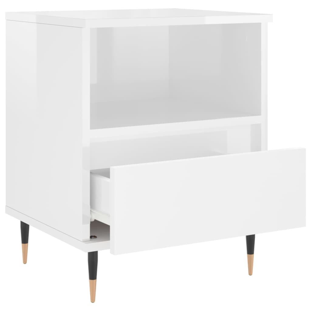 Nachtkastjes 2 St 40X35X50 Cm Bewerkt Hout Hoogglans Wit