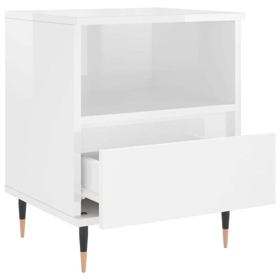 Nachtkastjes 2 St 40X35X50 Cm Bewerkt Hout Hoogglans Wit