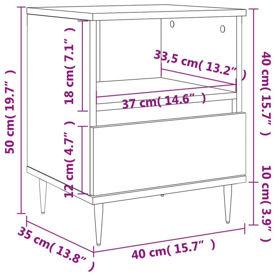 Nachtkastjes 40X35X50 Cm Kleurig 2 Sonoma eiken