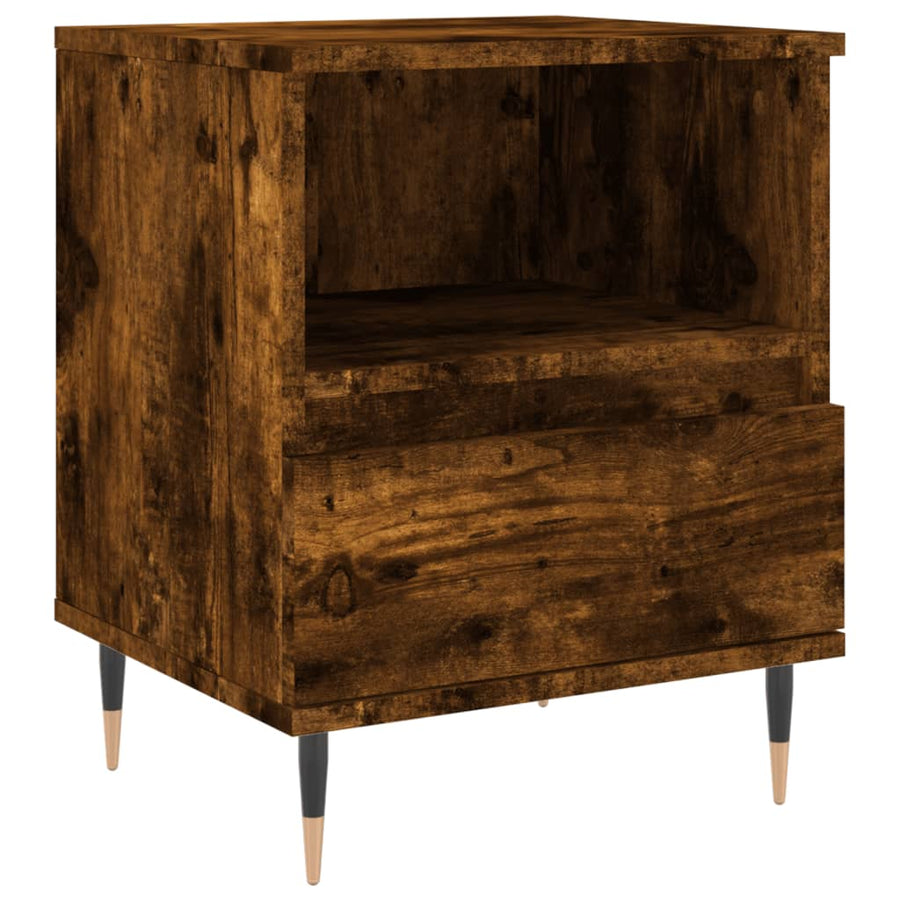Nachtkastje 40X35X50 Cm Bewerkt Hout Gerookt Eikenkleurig
