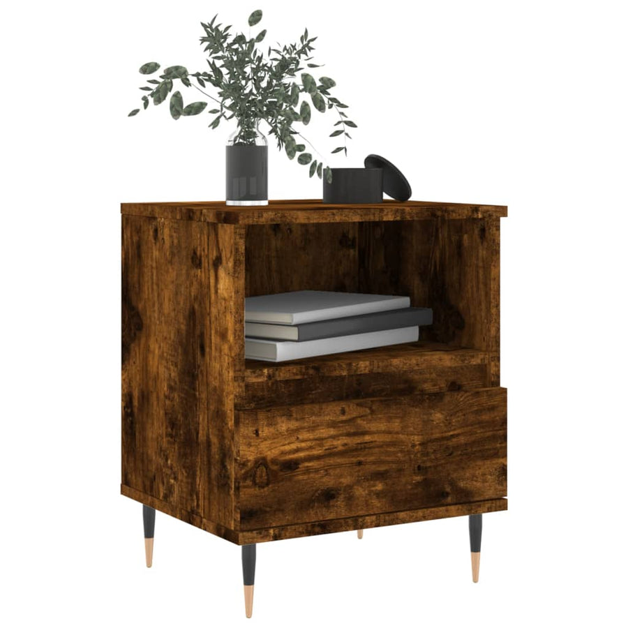 Nachtkastje 40X35X50 Cm Bewerkt Hout Gerookt Eikenkleurig