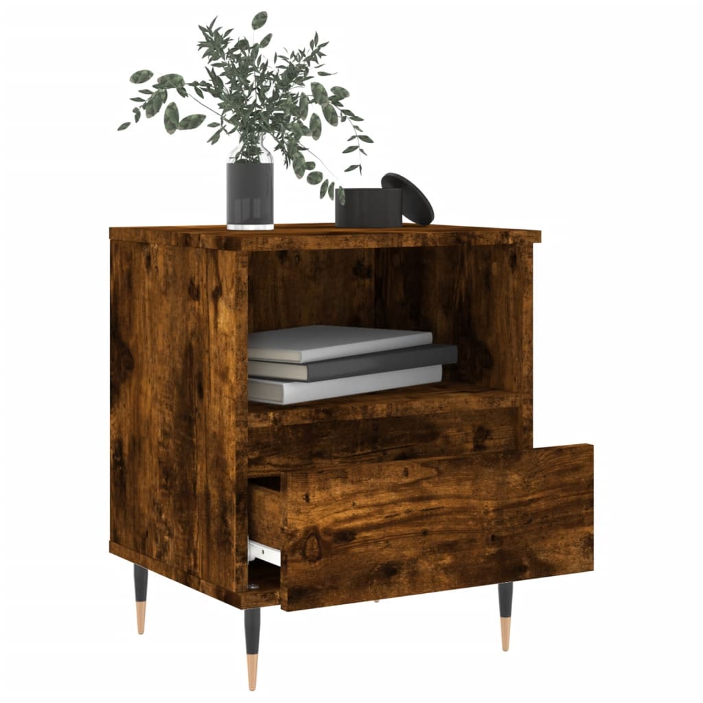 Nachtkastje 40X35X50 Cm Bewerkt Hout Gerookt Eikenkleurig