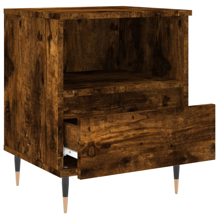 Nachtkastje 40X35X50 Cm Bewerkt Hout Gerookt Eikenkleurig