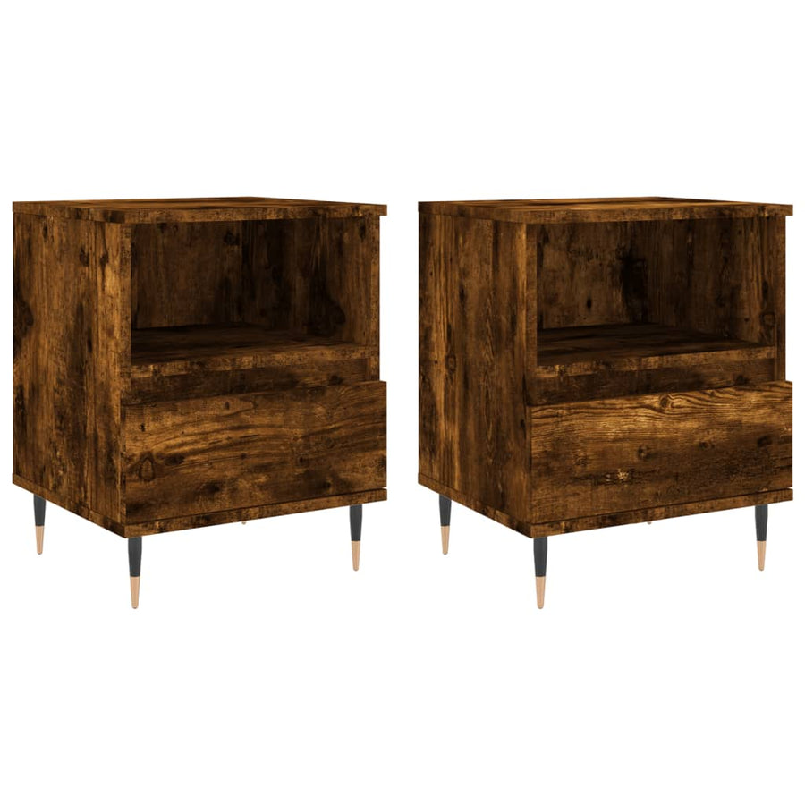 Nachtkastjes 2 St 40X35X50 Cm Bewerkt Hout Gerookt Eikenkleurig