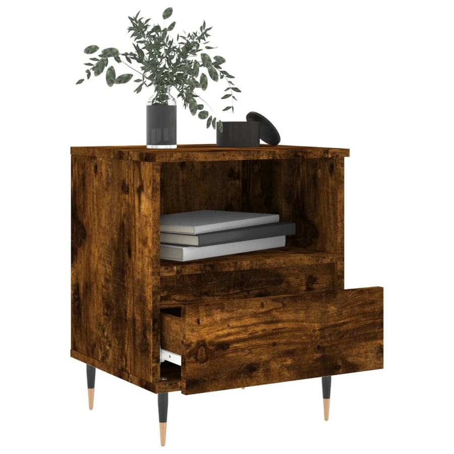 Nachtkastjes 2 St 40X35X50 Cm Bewerkt Hout Gerookt Eikenkleurig