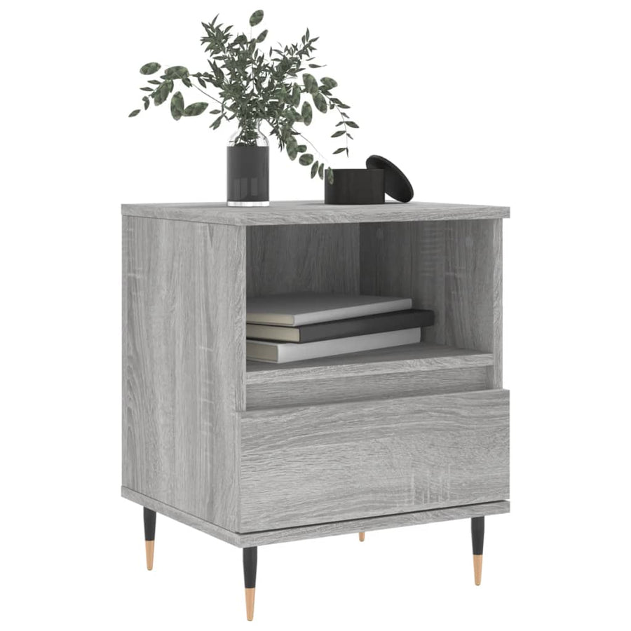 Nachtkastje 40X35X50 Cm Bewerkt Hout Grijs Sonoma Eikenkleurig