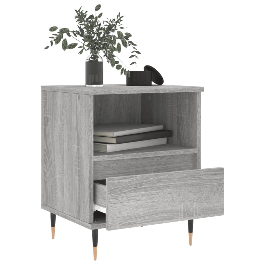 Nachtkastje 40X35X50 Cm Bewerkt Hout Grijs Sonoma Eikenkleurig