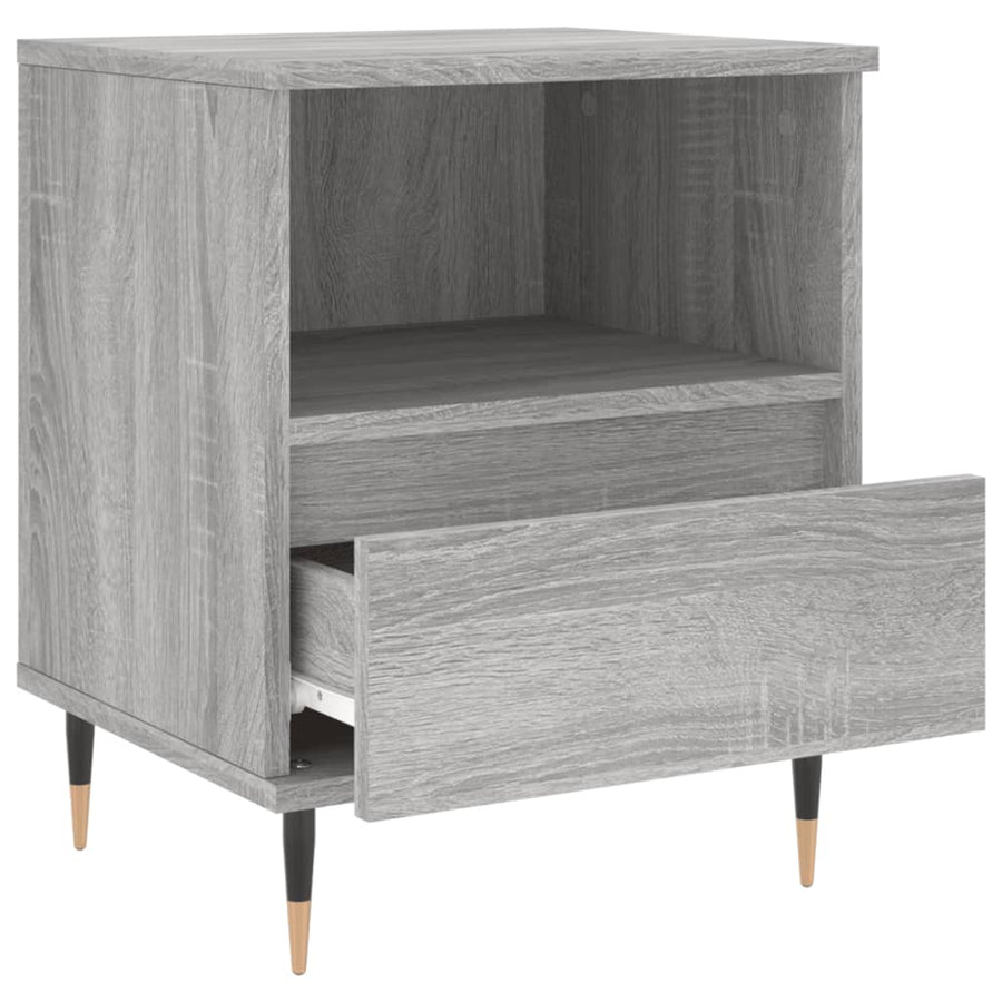 Nachtkastje 40X35X50 Cm Bewerkt Hout Grijs Sonoma Eikenkleurig