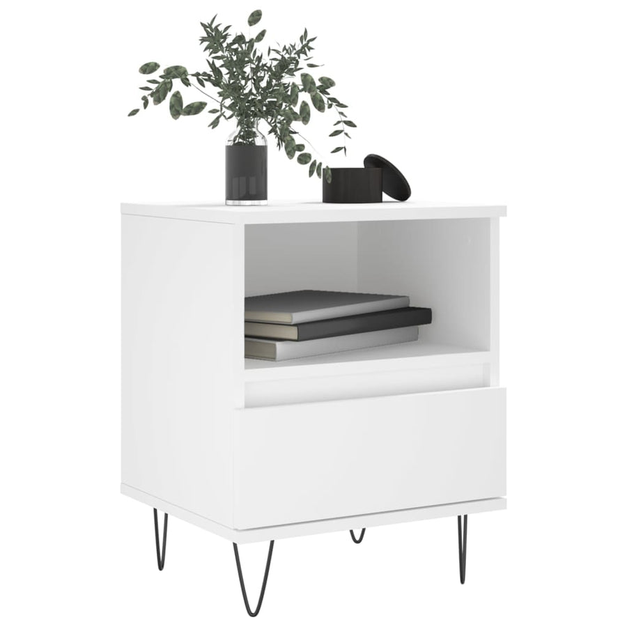 Nachtkastje 40X35X50 Cm Bewerkt Hout Wit