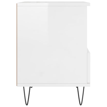 Nachtkastje 40X35X50 Cm Bewerkt Hout 1 Hoogglans wit