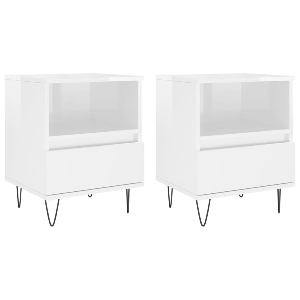 Nachtkastjes 2 St 40X35X50 Cm Bewerkt Hout Hoogglans Wit