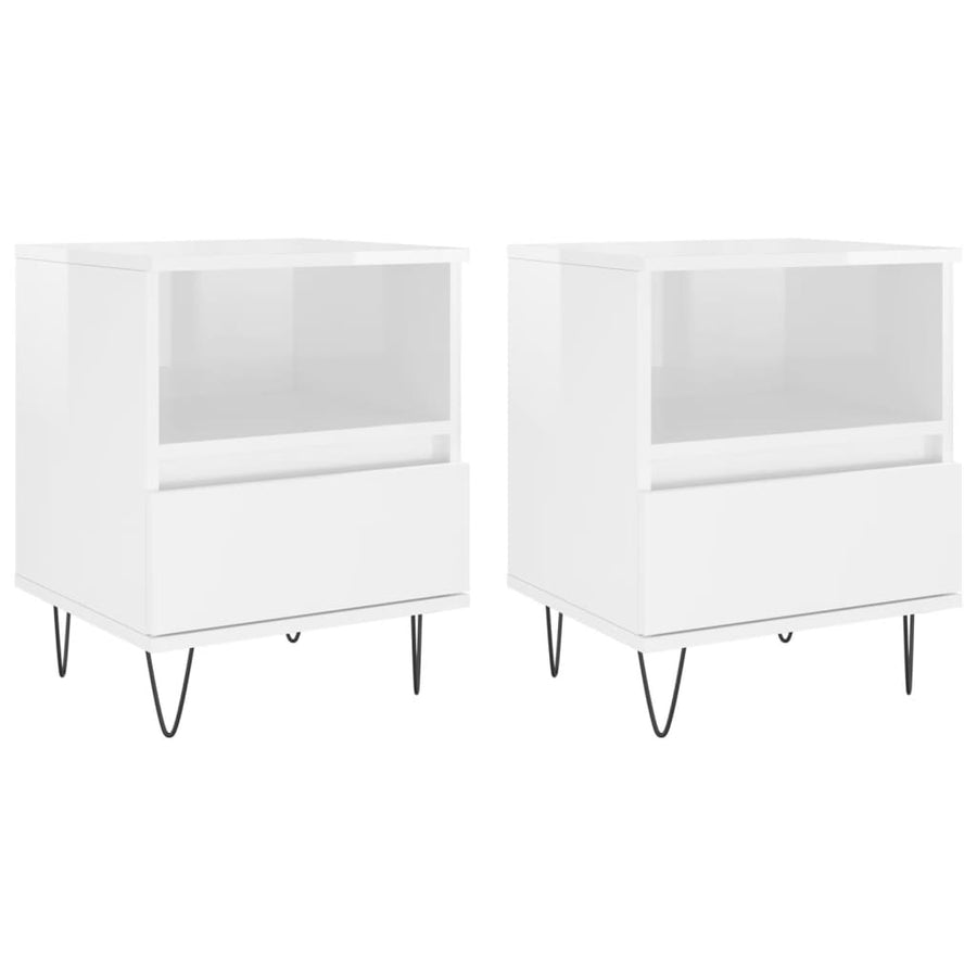 Nachtkastjes 2 St 40X35X50 Cm Bewerkt Hout Hoogglans Wit