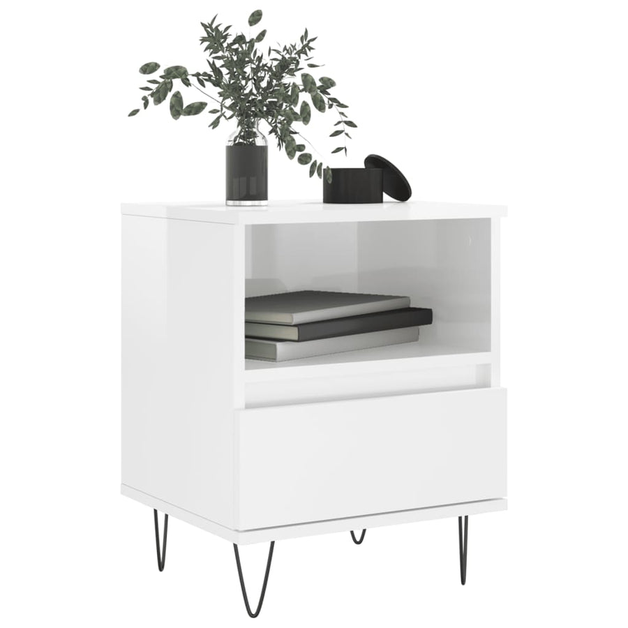Nachtkastjes 2 St 40X35X50 Cm Bewerkt Hout Hoogglans Wit