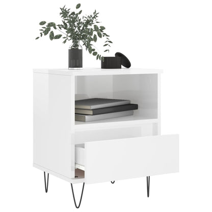 Nachtkastjes 2 St 40X35X50 Cm Bewerkt Hout Hoogglans Wit