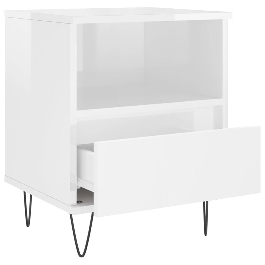 Nachtkastjes 2 St 40X35X50 Cm Bewerkt Hout Hoogglans Wit