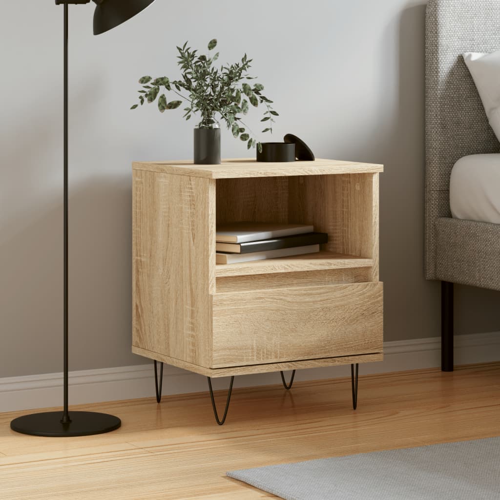 Nachtkastje 40X35X50 Cm Bewerkt Hout Kleurig 1 Sonoma eiken
