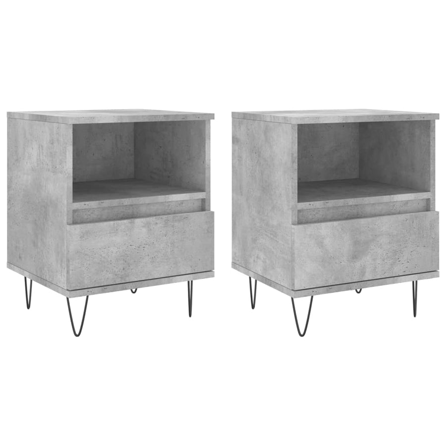 Nachtkastjes 2 St 40X35X50 Cm Bewerkt Hout Betongrijs