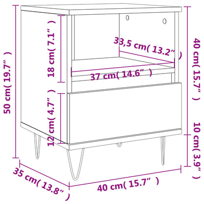 Nachtkastjes 2 St 40X35X50 Cm Bewerkt Hout Betongrijs