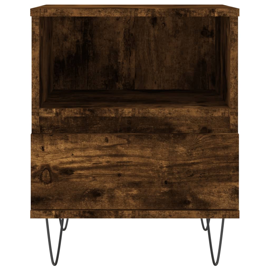 Nachtkastje 40X35X50 Cm Bewerkt Hout Kleurig 1 Gerookt eiken