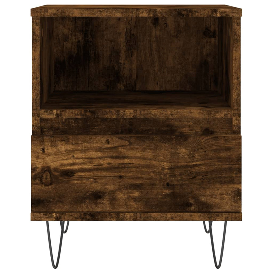 Nachtkastje 40X35X50 Cm Bewerkt Hout Kleurig 1 Gerookt eiken