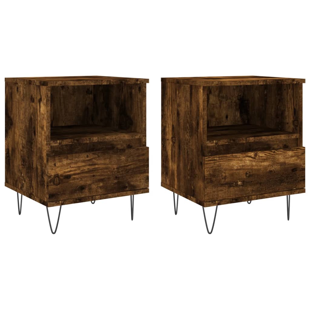 Nachtkastjes 2 St 40X35X50 Cm Bewerkt Hout Gerookt Eikenkleurig
