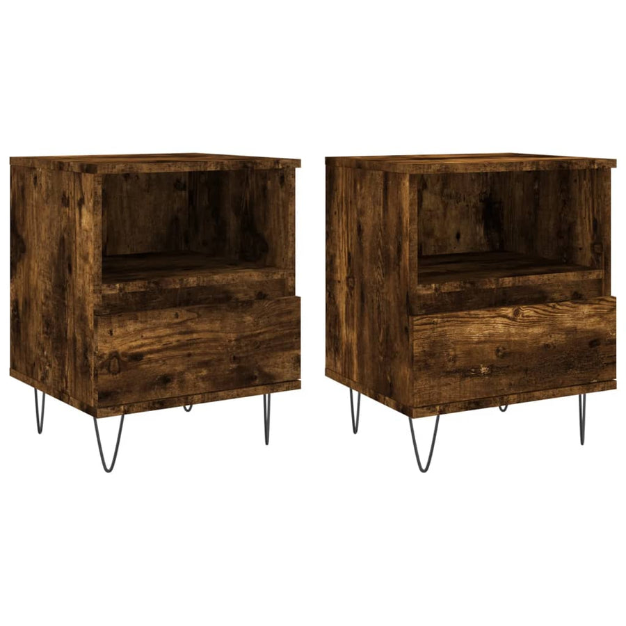 Nachtkastjes 2 St 40X35X50 Cm Bewerkt Hout Gerookt Eikenkleurig