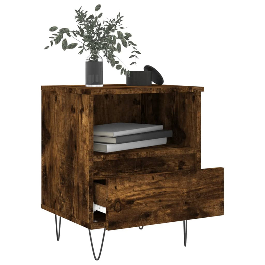 Nachtkastjes 2 St 40X35X50 Cm Bewerkt Hout Gerookt Eikenkleurig