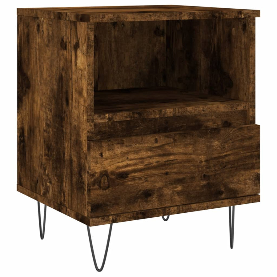 Nachtkastjes 2 St 40X35X50 Cm Bewerkt Hout Gerookt Eikenkleurig