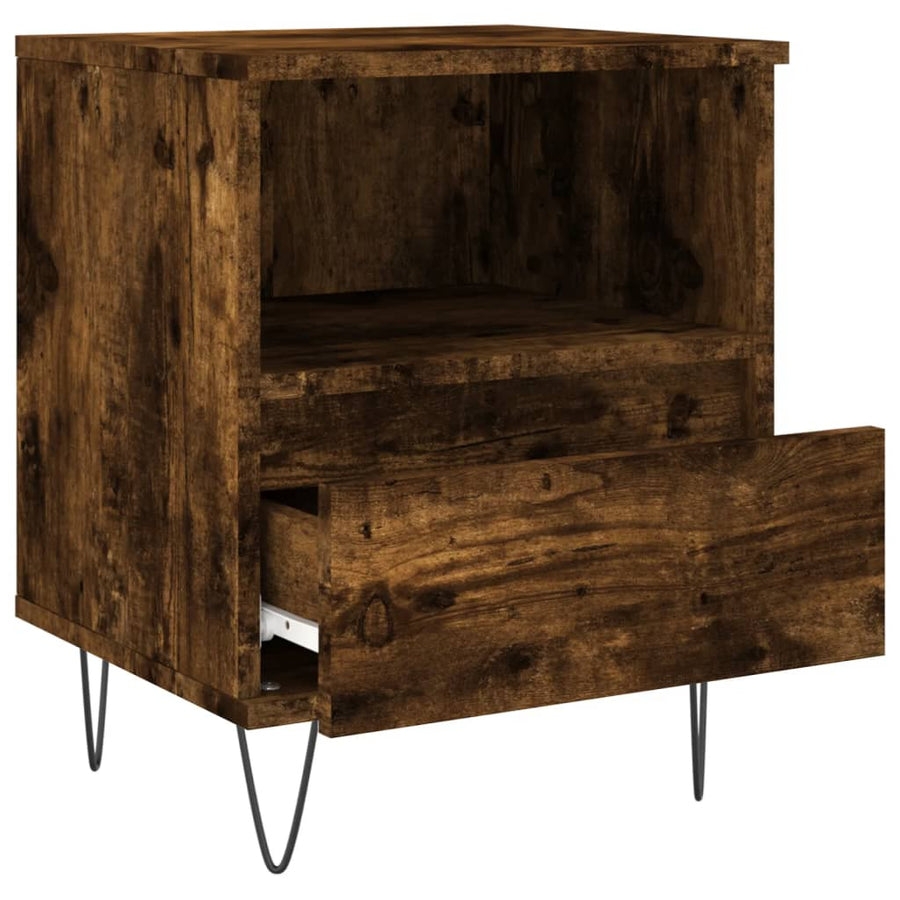 Nachtkastjes 2 St 40X35X50 Cm Bewerkt Hout Gerookt Eikenkleurig