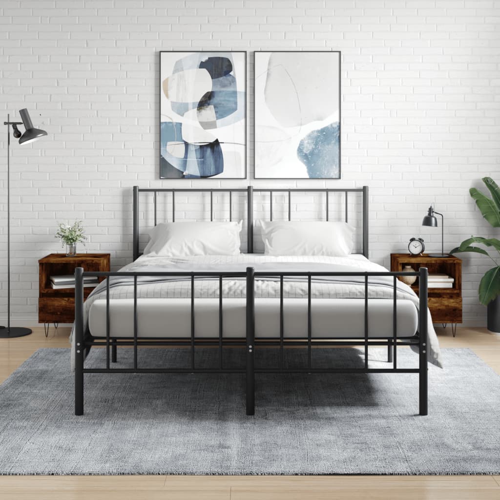 Nachtkastjes 2 St 40X35X50 Cm Bewerkt Hout Gerookt Eikenkleurig