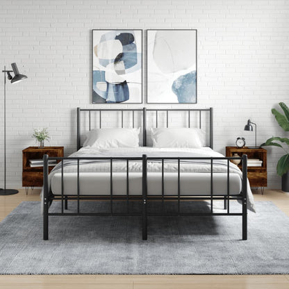 Nachtkastjes 2 St 40X35X50 Cm Bewerkt Hout Gerookt Eikenkleurig