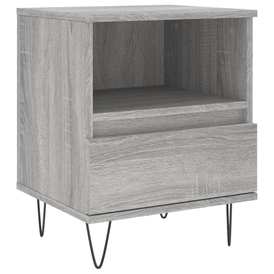 Nachtkastje 40X35X50 Cm Bewerkt Hout Eikenkleurig 1 Grijs sonoma