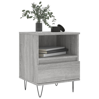 Nachtkastje 40X35X50 Cm Bewerkt Hout Eikenkleurig 1 Grijs sonoma