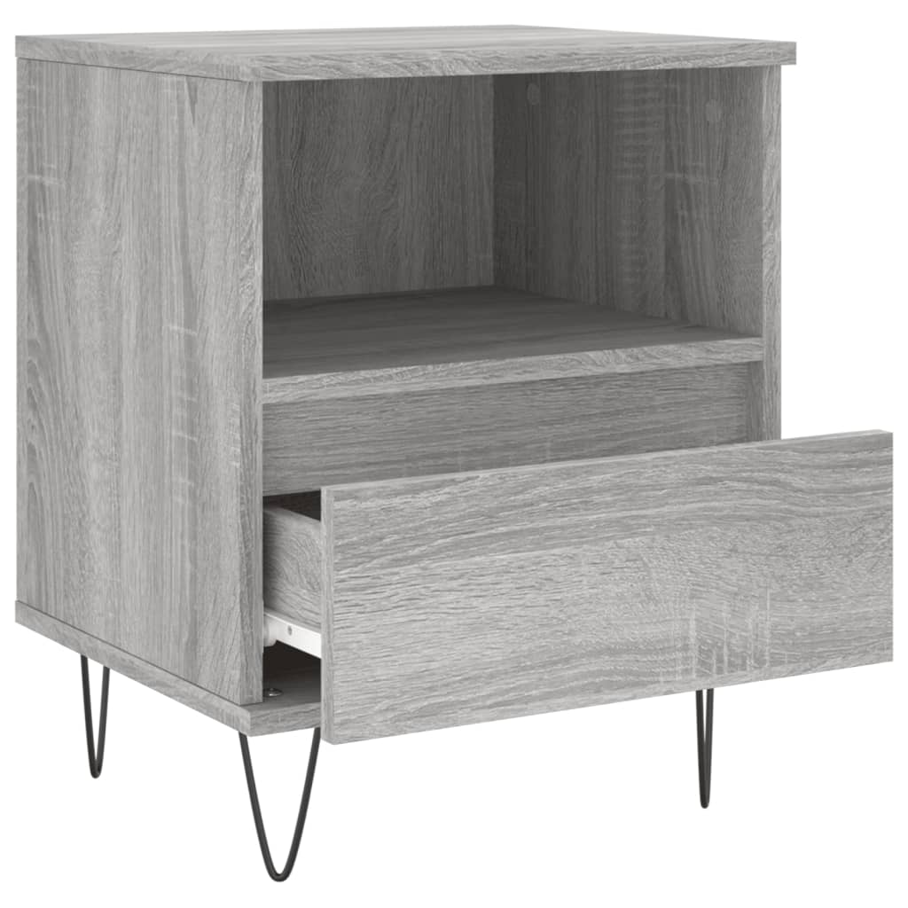 Nachtkastje 40X35X50 Cm Bewerkt Hout Eikenkleurig 1 Grijs sonoma