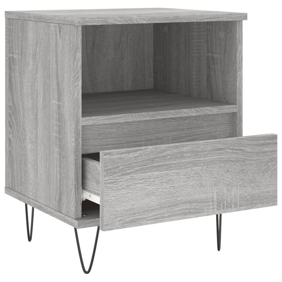 Nachtkastje 40X35X50 Cm Bewerkt Hout Eikenkleurig 1 Grijs sonoma