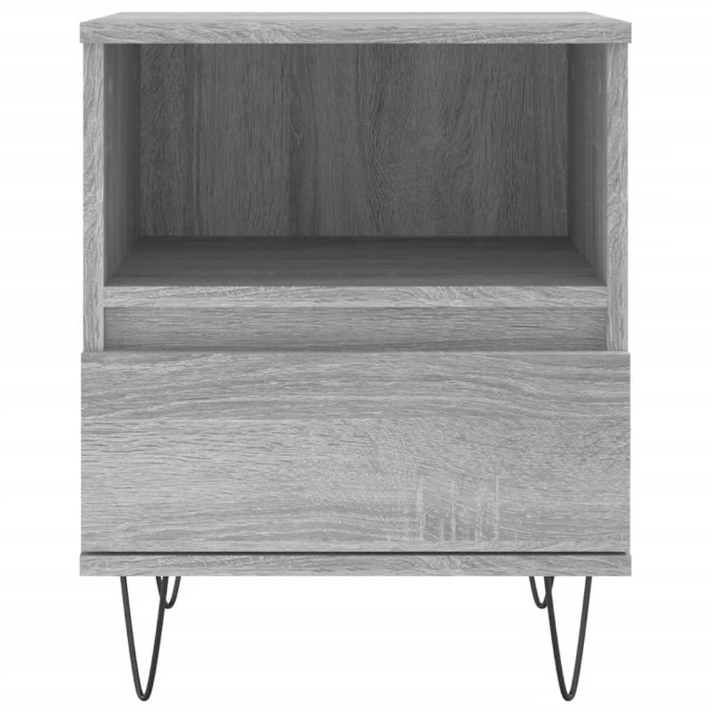 Nachtkastje 40X35X50 Cm Bewerkt Hout Eikenkleurig 1 Grijs sonoma