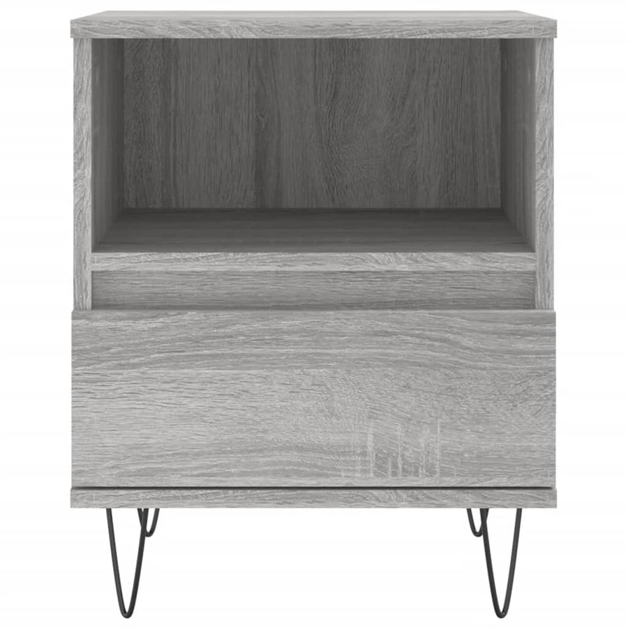 Nachtkastje 40X35X50 Cm Bewerkt Hout Eikenkleurig 1 Grijs sonoma