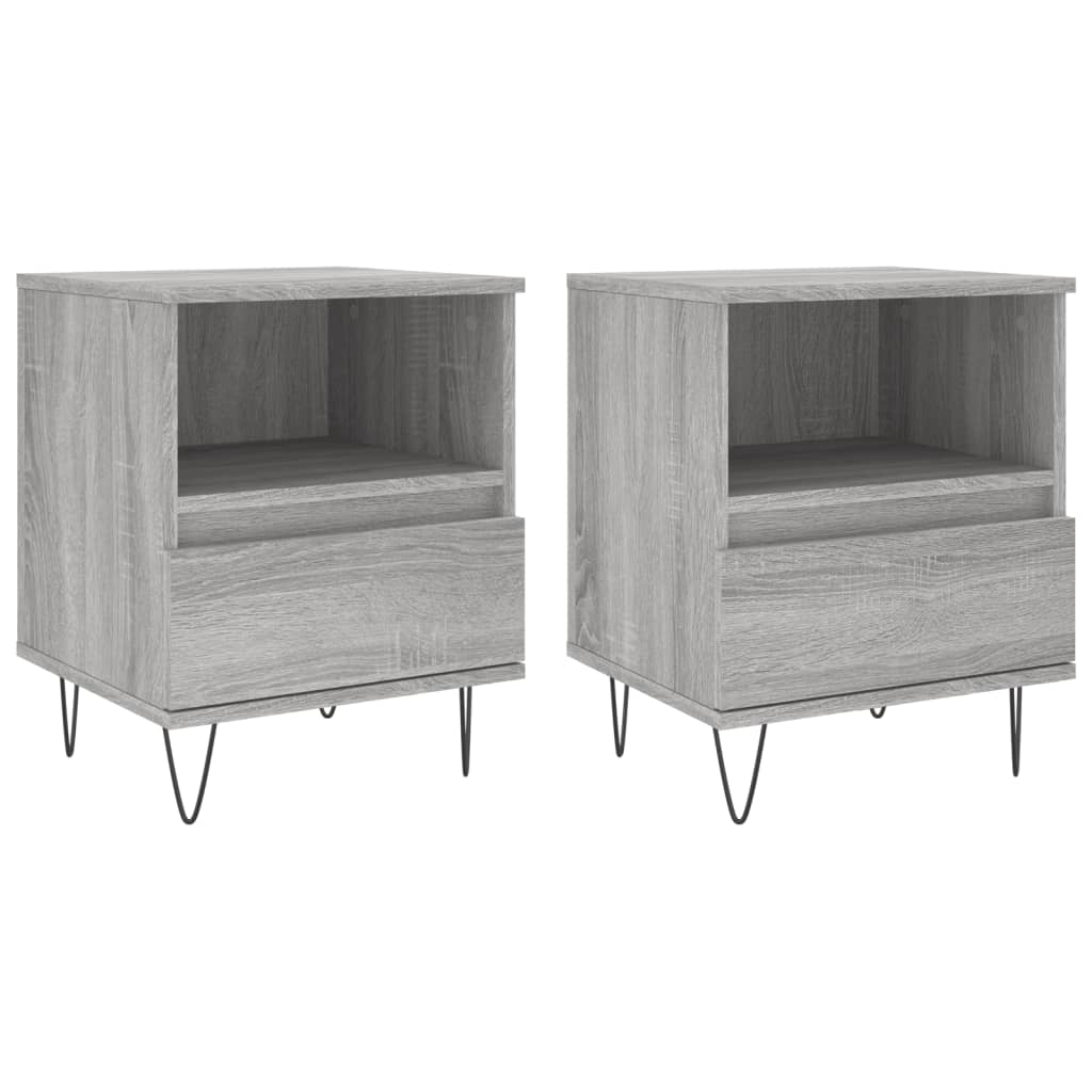Nachtkastjes 2 St 40X35X50 Cm Bewerkt Hout Grijs Sonoma Eiken