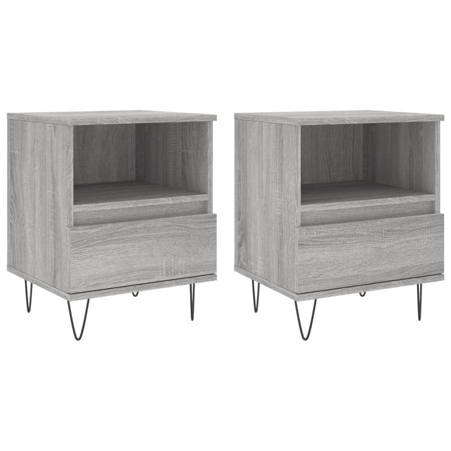 Nachtkastjes 2 St 40X35X50 Cm Bewerkt Hout Grijs Sonoma Eiken