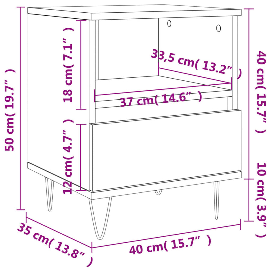 Nachtkastjes 2 St 40X35X50 Cm Bewerkt Hout Grijs Sonoma Eiken