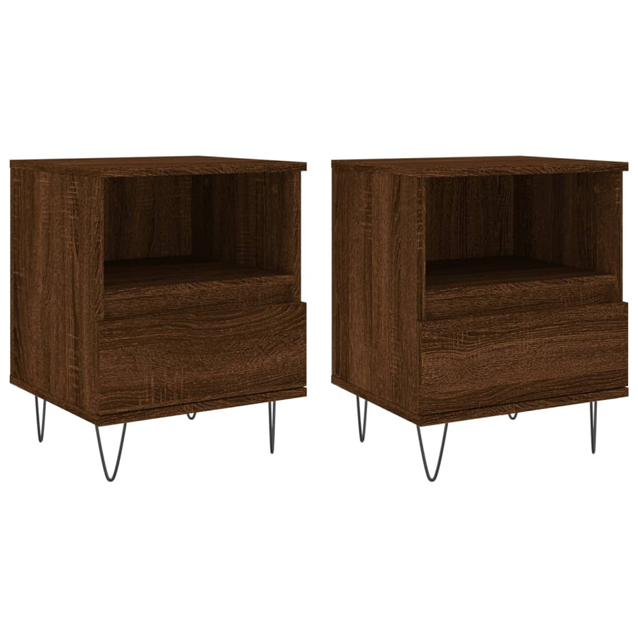 Nachtkastjes 2 St 40X35X50 Cm Bewerkt Hout Bruin Eikenkleur