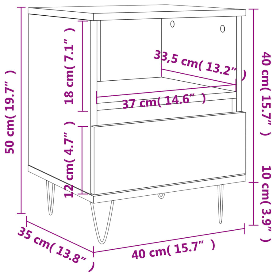 Nachtkastjes 2 St 40X35X50 Cm Bewerkt Hout Bruin Eikenkleur