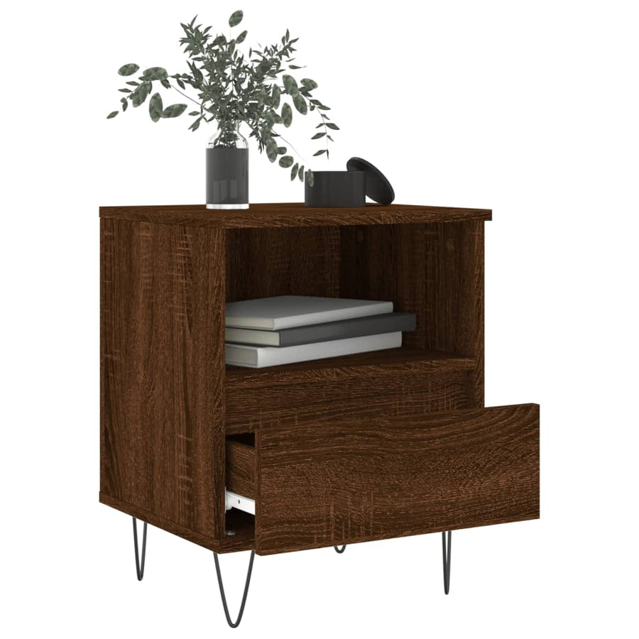 Nachtkastjes 2 St 40X35X50 Cm Bewerkt Hout Bruin Eikenkleur