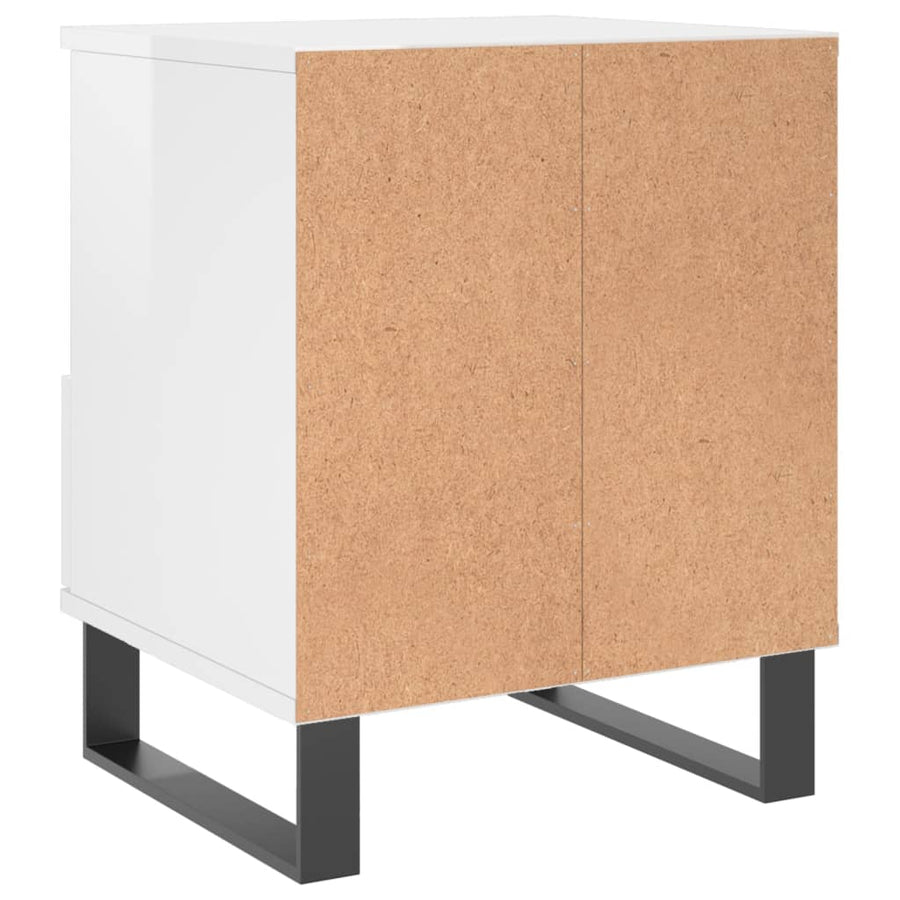 Nachtkastje 40X35X50 Cm Bewerkt Hout Hoogglans Wit