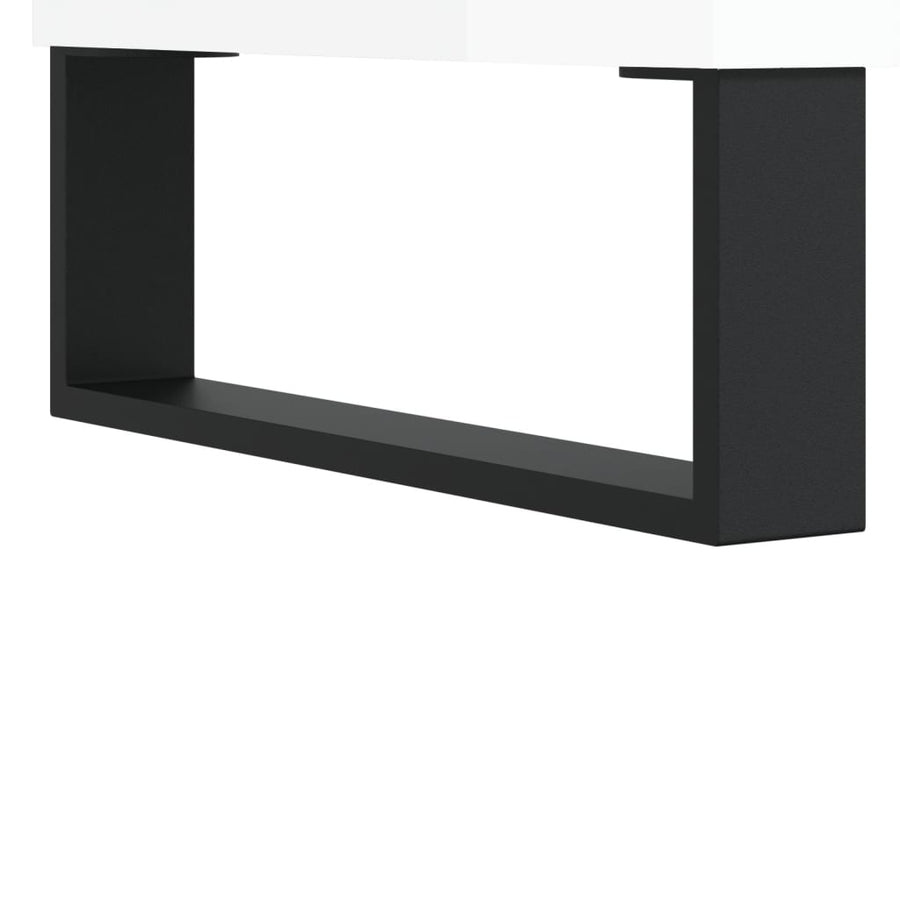 Nachtkastje 40X35X50 Cm Bewerkt Hout Hoogglans Wit